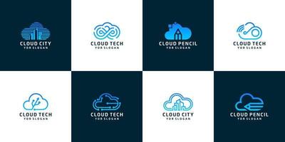 Collection of cloud logo templates vector