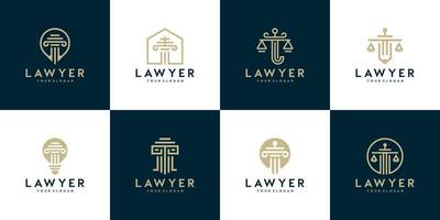 colección de logotipos. símbolos de la ley de justicia bufete de abogados, bufete de abogados, servicios de abogados, plantillas de diseño de logotipos de lujo vector