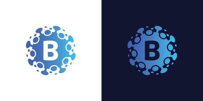 molecule initial Letter B Logo design , Lab Logo Design Element , Design Vector with Dots
