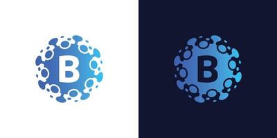 molecule initial Letter B Logo design , Lab Logo Design Element , Design Vector with Dots