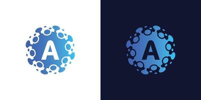 molecule initial Letter A Logo design , Lab Logo Design Element , Design Vector with Dots