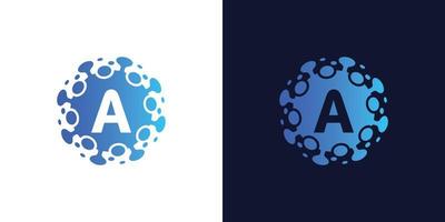 molecule initial Letter A Logo design , Lab Logo Design Element , Design Vector with Dots