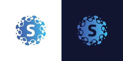 molecule initial Letter S Logo design , Lab Logo Design Element , Design Vector with Dots