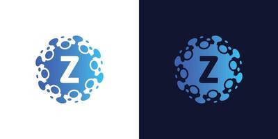 molecule initial Letter Z Logo design , Lab Logo Design Element , Design Vector with Dots