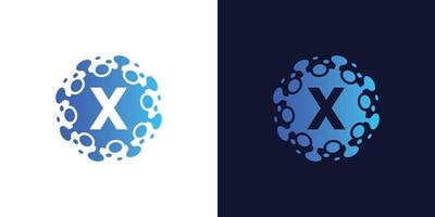 molecule initial Letter X Logo design , Lab Logo Design Element , Design Vector with Dots