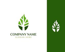 Minimalist herbal logo. tree in leaf logo vector