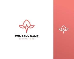 beauty tulips flower monoline logo with pink soft gradient vector