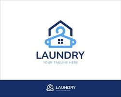 logotipo minimalista de la lavandería. percha y logo de la casa 1 vector