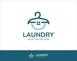 logotipo minimalista de la lavandería. percha y logo de la casa vector