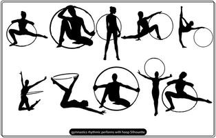 Rhythmic Gymnastics Silhouette On White Background Royalty Free