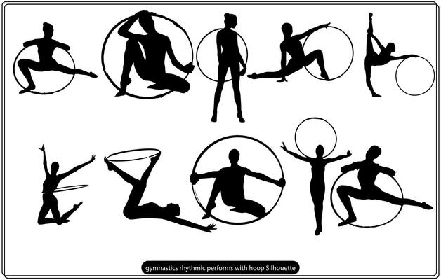 Silhouettes of gymnastics rhythmic performs with ribbon free 17667384  Vector Art at Vecteezy