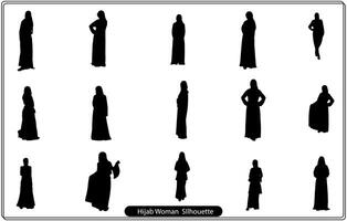 Muslim woman in hijab fashion silhouette free vector