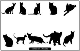 Silhouette cat face and profile. Vector set breeds contour isolated illustration.