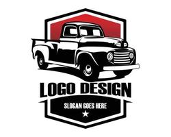 vintage pickup trucks silhouette logo. vector perimium truck design. best for emblem concept badge, industrial truck.