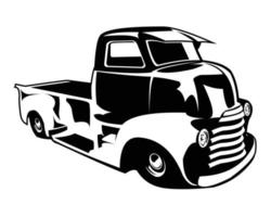 vintage chvey truck silhouette. isolated white background view from side. best for truck industry, logo. vector