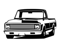 logotipo de la industria de camiones chevy c10 silueta- fondo blanco aislado que se muestra desde un lado. mejor para la industria de camiones, placa, emblema, icono, diseño de pegatinas. EPS 10 disponible. vector