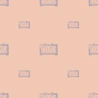 Chess clock engraved seamless pattern. Retro watch for chess game in hand drawn style. Sketch texture for fabric, wallpaper, textile, print, title, wrapping paper. Vector illustration.