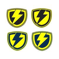 lightning security shield logo emblem badge sticker vector