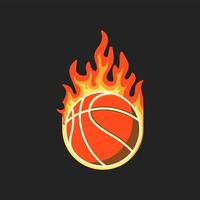 etiqueta engomada del emblema del deporte del logotipo del fuego del baloncesto vector