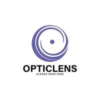 optic lens logo simple minimalist design vector