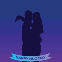 Silhouette of lovers embracing. The embrace of a man and a woman. Vector illustration