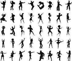 Female dancers vector silhouettes on white background. Fully editable.