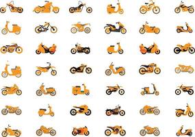 ilustración de vector de bicicleta y moto. conjunto de transporte de bicicletas y motos