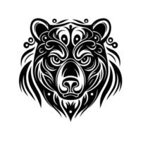 Ornate, wild bear portrait. Decorative illustration for logo, emblem, tattoo, embroidery, laser cutting, sublimation. vector