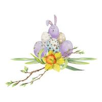 Watercolor hand drawn Easter celebration clipart. Composition of vector