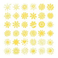 set of doodle sun. Design elements. vector illustration.