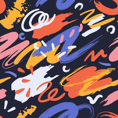 Grunge Hand Drawn Brush Strokes Seamless Pattern Background