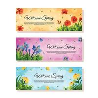 plantilla de banner floral de primavera vector