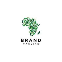 el concepto de logotipo creativo organiza las hojas en el continente africano. un logo que sea adecuado para empresas dedicadas a la agricultura o comunidades que se preocupan por el medio ambiente al turismo natural. vector