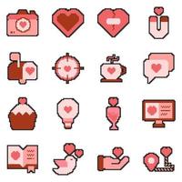 bundle sticker love pixel art suitable for stickers and emoticons during falentin vector