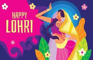 Traditional Indian Woman Dancing in Lohri Day vector