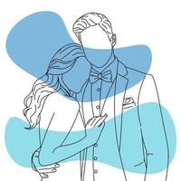 Vector line art doodle couple pose 4