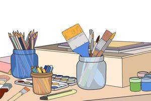 Free vector collection of various art tools on the table series 2