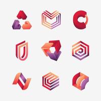 Set of Abstract 3D Logo vector