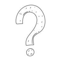 Question Mark in hand drawn doodle style. Vector illustration isolated on white background.