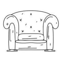 Cozy armchair in hand drawn doodle style. Vector illustration isolated on white background.
