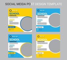 Creative School Social Media Post Template Design vector