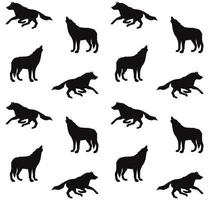 Vector seamless pattern of wolf silhouette