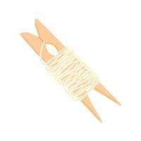 Clothespin with threads. Peg and floss. Vector hand drawn illustration.