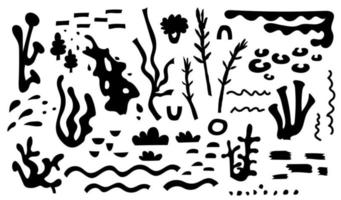 Abstract seaweed and corals shapes set. Vector background elements.