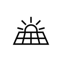 vector de icono de panel de energía solar simple con ilustración de sol aislado
