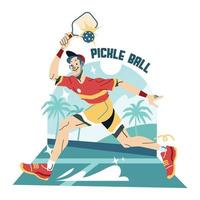 A Man Playing Pickleball In Court vector