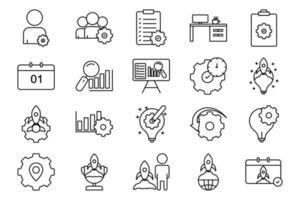 Project management illustration icon set. icon related to business, project management. Line icon style. Simple vector design editable