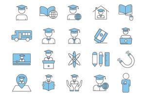 Education illustration icon set. International education day. Flat line icon style. Simple vector design editable