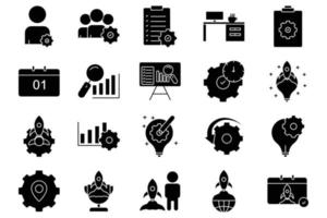 Project management illustration icon set. icon related to business, project management. Glyph icon style. Simple vector design editable