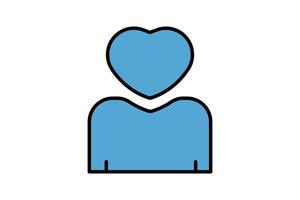 Love interests icon illustration. People icon with heart. icon related to lifestyle. Flat line icon style. Simple vector design editable